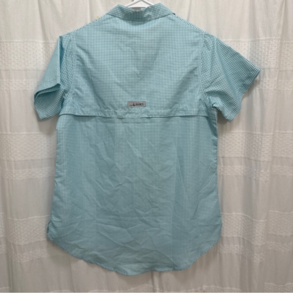 NWT Habit Pike’s Pier Teal Checkered Short Sleeve Fishing Shirt UPF Ladies Small - Picture 3 of 5
